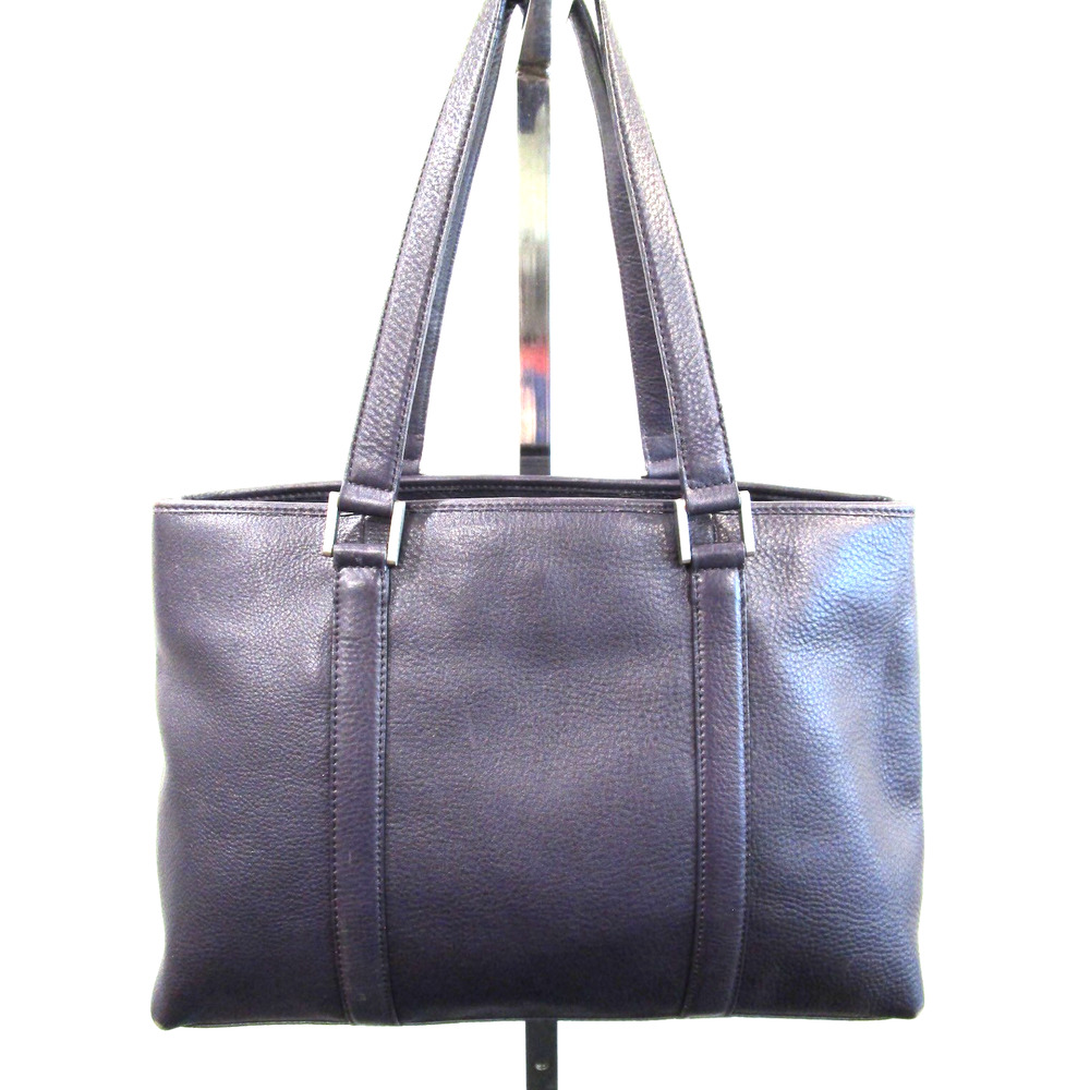 Presa Grape Large Purple Pebbled Leather Shoulder Tote Handbag